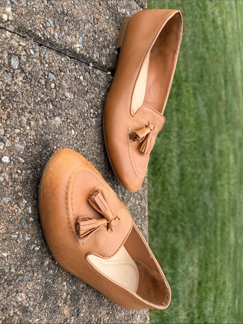 Dune London Tan Tassel Loafers